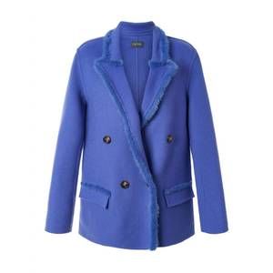 NEW DIOMI women's wool blend mink blazer in azure